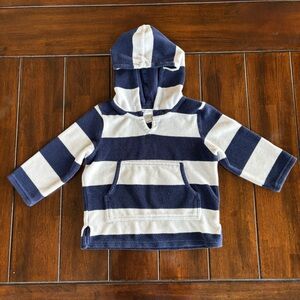 Pottery Barn Kids Rugby Striped Navy and White Hooded Beach Cover Up Kids 2T-3T